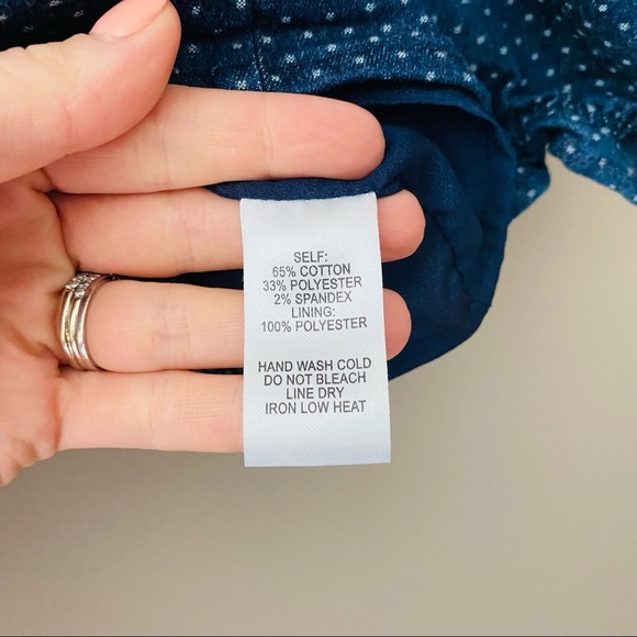 Lulu's Polkadot Denim Crop Top Blue Sz Small - Picture 4 of 7